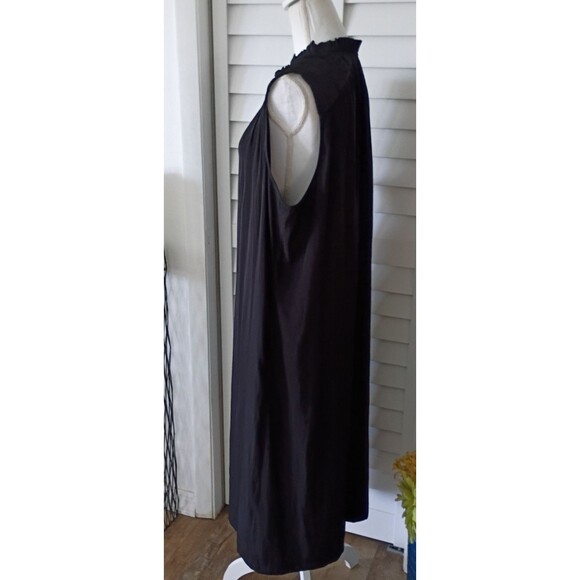 Chico's modern peasant black sleeveless midi dress smocked shoulder V Neck XL/20 - Picture 8 of 10